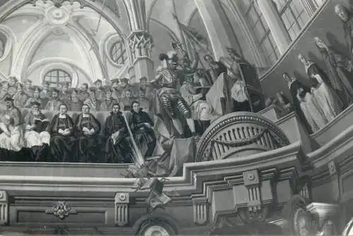 Postcard Hungary Eger Diocese Library "Synod of Trident" 1778 part of the fresco by J. Kracker Lukacs