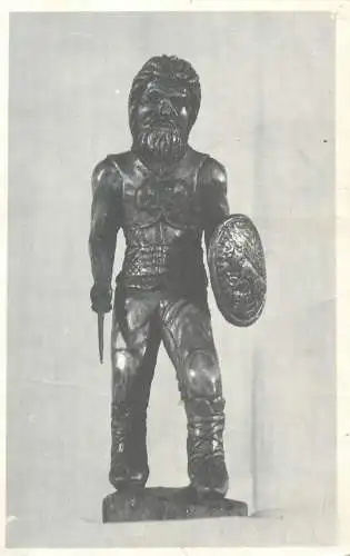 Postcard warrior statuette sculpture