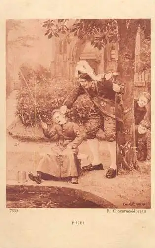 Postcard Couples Pince France fishing costume hat