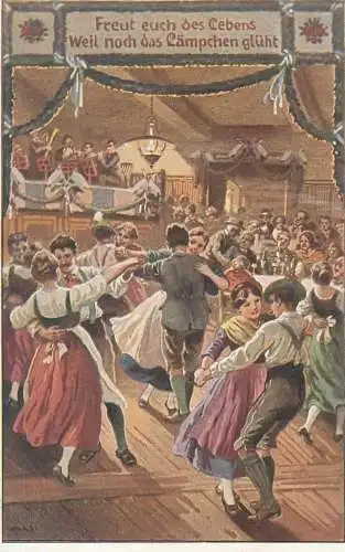 Postcard Couples dance Germany romance joy