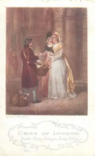 Postcard painting cries of London sweet China oranges
