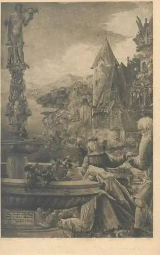 Postcard painting Albrecht Altdorfer Ruhe auf der flucht nach Agypten Berlin