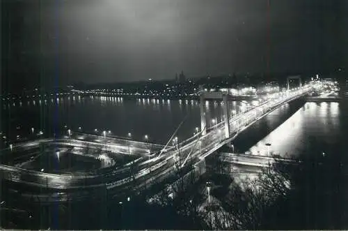 Postcard Hungary Budapest Elisabeth Bridge nocturnal aspect