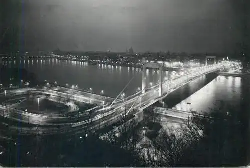 Post card Hungary Budapest Elisabeth Bridge nocturnal view