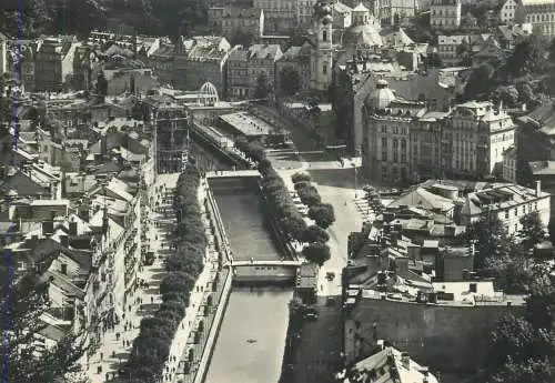 Post card Czech Republic Karlovy Vary Dukelskych street canal view aerial aspect