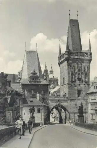 Post card Czech Republic Prague Mala Strana Bridge Towers