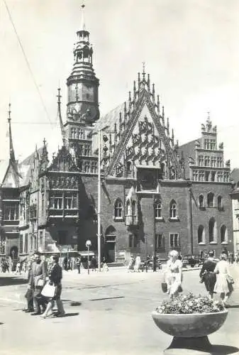 Postcard Poland Wroclaw Town Hall building