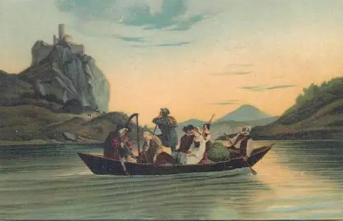 Fine Arts Post card Uberfahrt am Schreckenstein bei Aussig Adrian Ludwig Richter painting