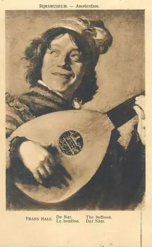 Fine Arts Post card the buffoon player Franz Hals painting