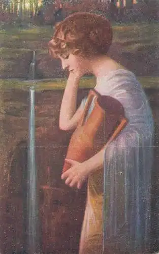 Fine Arts Postcard "Deutsche Meister" E. Manstedt "An der Quelle" painting