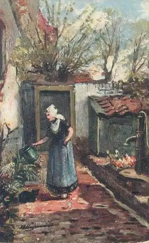 Fine Arts Tuck's Oilette Postcard Dutch cottage homes painting