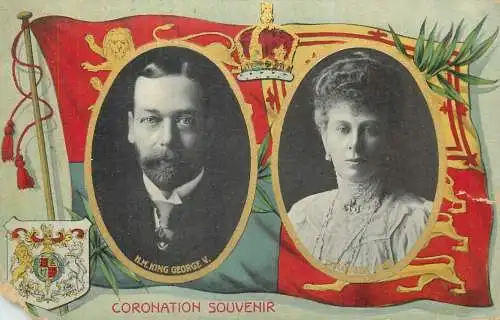1914 Coronation souvenir Postcard H.M King George V and H.M Queen Mary