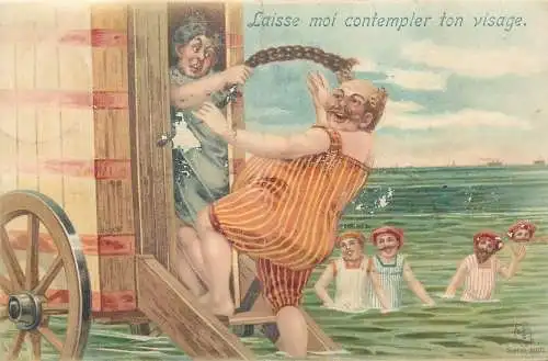 Funny carricature Postcard Laisse moi contempler ton visage