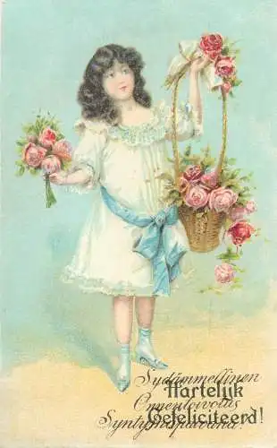 Heartfelt greetings Dutch Postcard illustration