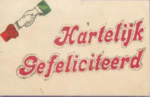 Post card illustration Heartfelt greetings handshake