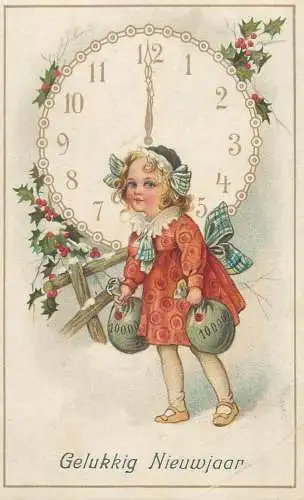 Postcard illustration New Year greetings