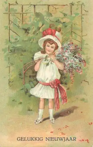 Postcard children types New Year greetings