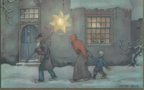 Anton Pieck illustration nostalgia Postcard winter night