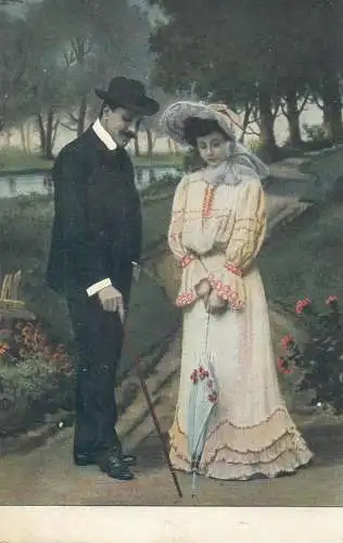 couples types and scenes beauty elegance gallantry Post card