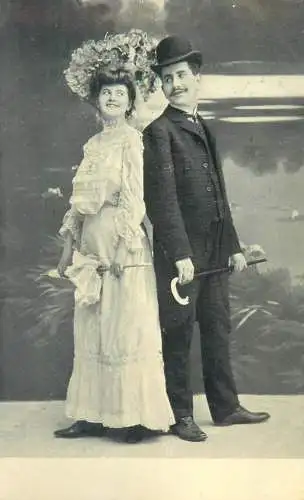 gallantry romance elegance couples types and scenes Postcard