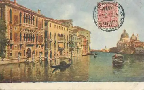 Antique 1920 Postcard Italy Venezia Canal Grande dall'Academia Palazzo Franchetti