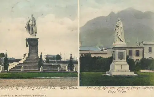 Postcard South Africa Cape Town Her Majesty Queen Victoria statue multi view