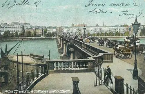 Postcard England Waterlod Bridge and Somerset House
