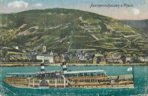 Postcard Germany Assmannshausen am Rhein sailing vessel