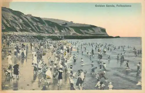 Postcard England Folkestone Golden Sands