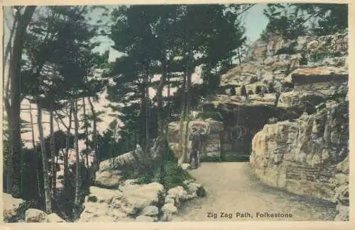 Postcard England Folkestone zig zag path