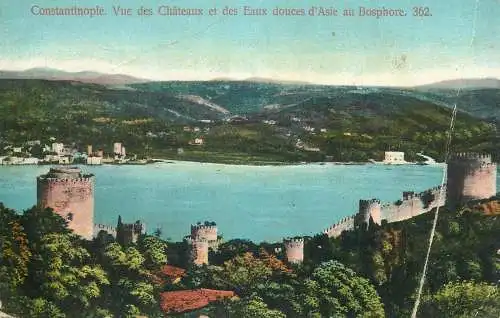 Postcard Turkey Istanbul (Constantinopole) vue des Chateaux et des Eaux douces d'Asie au Bosphore