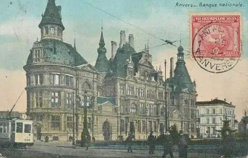 Postcard Belgium Anvers Banque nationale