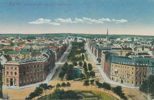 Postcard Germany Mainz Kaiserstrasse aus de Vogelschau panoramic cityscape