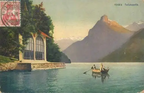 Postcard Switzerland Tellskapelle boat trip