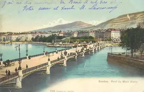 Postcard Switzerland Geneve Pont du Mont Blanc