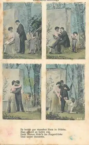 Postcard couples scene Liebesfruhling