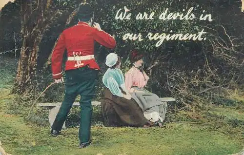 Postcard military Devil regiment UK
