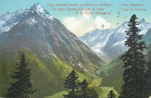 Mount Dambai Ouljgen valley and the river Amanaous Caucasus mountains Russia
