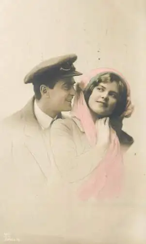 Postcard elegance glamour gallantry lovers couple