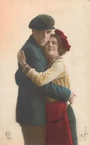 Postcard elegance glamour lovers couple embracing