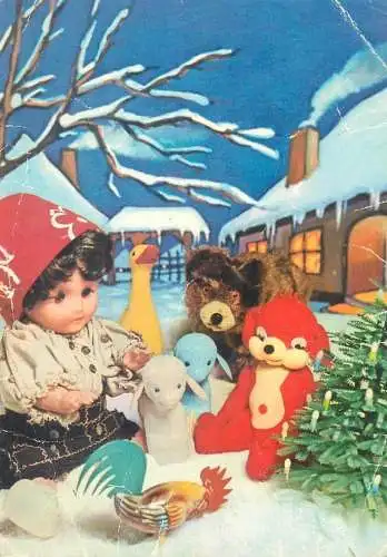 Winter Holidays greetings Postcard toys gifts