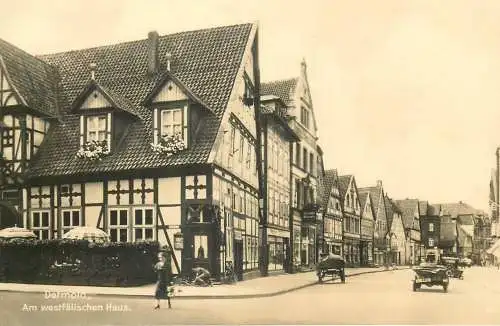 Postcard Germany Detmold village scene