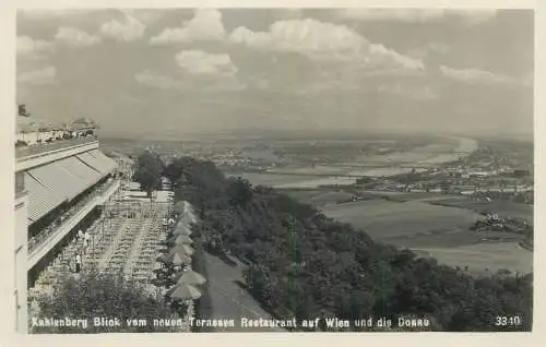 Postcard Austria Kahlenberg blick vom neuen Terassen restaurant auf Wien und die Donau