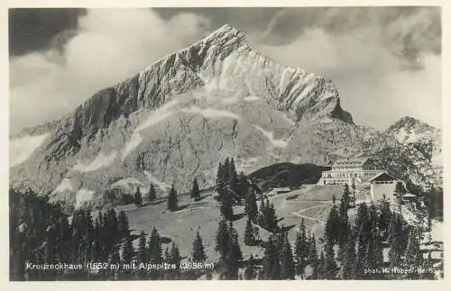 Postcard Germany Kreuzeckhaus mit Alpspitze