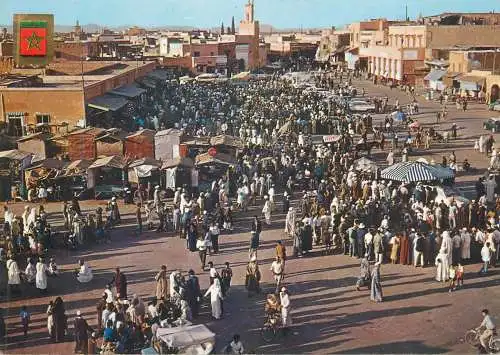 Postcard Morocco  Marrakesh plaza Djemaa El Fna