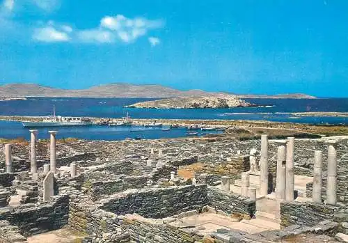 Postcard Greece Delos antiquites