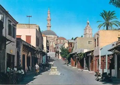 Postcard Greece Rhodes Socrates Street