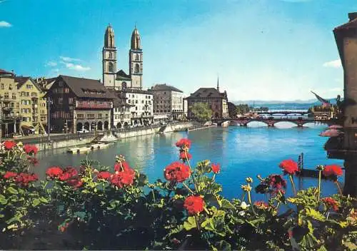 Postcard Switzerland Zurich Grossmunster 1990