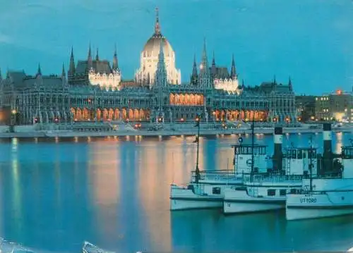 Postcard Hungary Budapest Parliament 1968