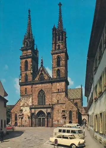 Postcard Switzerland Basel Munster cathedral 1976